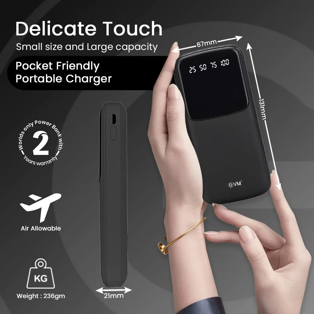 EVM Power Bank 10000 mAh( EnCase+ P0108) Black view 4